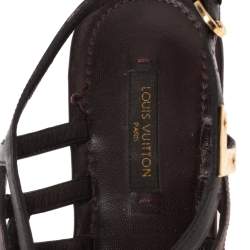 Pre Owned Louis Vuitton Multicolor Patent Leather Strappy Flat Sandals Size 39 