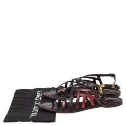 Pre Owned Louis Vuitton Multicolor Patent Leather Strappy Flat Sandals Size 39 