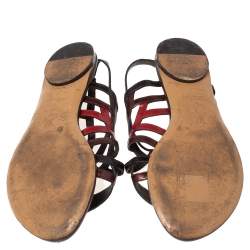 Pre Owned Louis Vuitton Multicolor Patent Leather Strappy Flat Sandals Size 39 