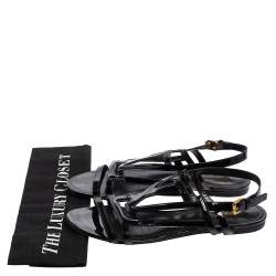 مملوكة مسبقًا Louis Vuitton Black Patent Leather Crossing Flat Sandals Size 41