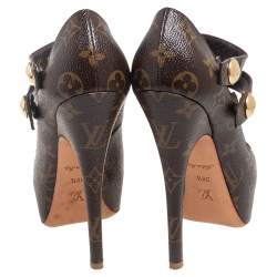 Pre Owned Louis Vuitton Monogram Coated Canvas Ritual Fetish Peep-Toe Platform Pumps Size 38.5