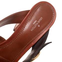 Pre Owned Louis Vuitton Brown Monogram Canvas and Leather Horizon Mule Sandals Size 37