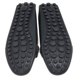 Pre Owned Louis Vuitton Black Leather Logo Loafers Size 36