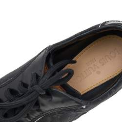 Louis Vuitton Black Leather and Monogram Canvas Low Top Sneakers Size 38