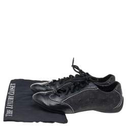 Louis Vuitton Black Leather and Monogram Canvas Low Top Sneakers Size 38