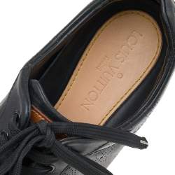 Louis Vuitton Black Monogram Perforated Leather Low Top Sneakers Size 38.5
