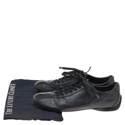 Louis Vuitton Black Monogram Perforated Leather Low Top Sneakers Size 38.5