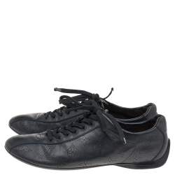 Louis Vuitton Black Monogram Perforated Leather Low Top Sneakers Size 38.5
