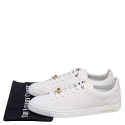 Louis Vuitton White Leather Logo Embellished Frontrow Low-Top Sneakers Size 42 