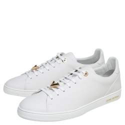 Louis Vuitton White Leather Logo Embellished Frontrow Low-Top Sneakers Size 42 