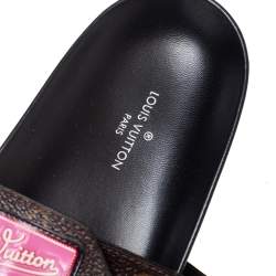 Louis Vuitton Brown Monogram Coated Canvas Patch Slide Sandals Size 37.5