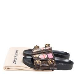 مملوكة مسبقًا Louis Vuitton Brown Monogram Coated Canvas Patch Slide Sandals Size 37.5