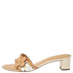 Louis Vuitton Multicolore Monogram Canvas and Leather Trim Flower Embellished Slide Sandals Size 41