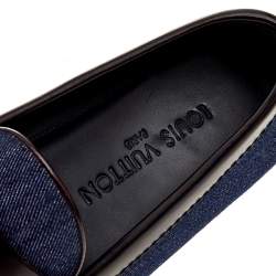 Louis Vuitton Blue/Brown Denim And Leather Slip On Penny Loafers Size 37
