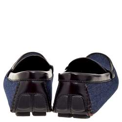 Louis Vuitton Blue/Brown Denim And Leather Slip On Penny Loafers Size 37