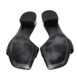 Pre Owned Louis Vuitton Black Leather Studs Embellished Slide Sandals Size 41