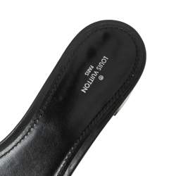 Pre Owned Louis Vuitton Black Leather Studs Embellished Slide Sandals Size 41