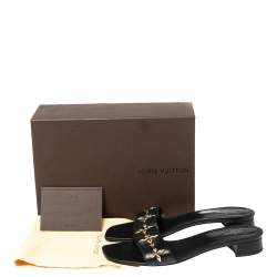 Pre Owned Louis Vuitton Black Leather Studs Embellished Slide Sandals Size 41