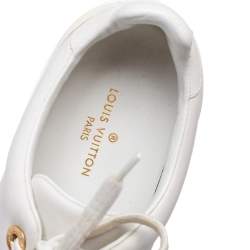 مملوكة مسبقًا حذاء رياضي لوي فيتون فرونترو جلد أبيض منخفض من أعلى مقاس 37