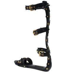 Pre Owned Louis Vuitton Black Leather Fleur Gladiator Sandals Size 36