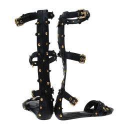 Pre Owned Louis Vuitton Black Leather Fleur Gladiator Sandals Size 36