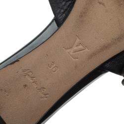 Pre Owned Louis Vuitton Black Leather Fleur Gladiator Sandals Size 36