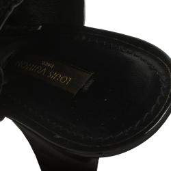 Louis Vuitton Black Sequins and Leather Peep Toe Platform Ankle Boots Size 37