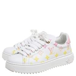 Louis Vuitton White Monogram  Leather Time Out Sneakers Size 37