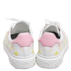 Louis Vuitton White Monogram  Leather Time Out Sneakers Size 37