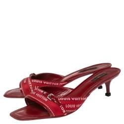 مملوكة مسبقًا Louis Vuitton Red Canvas and Leather Trim Slide Sandals Size 41