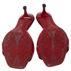 مملوكة مسبقًا Louis Vuitton Red Canvas and Leather Trim Slide Sandals Size 41