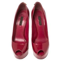 Louis Vuitton Dark Pink Patent Leather Oh Really! Peep-Toe Pumps Size 37