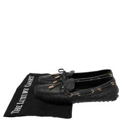 Pre Owned Louis Vuitton Black Monogram Empreinte Leather Gloria Flat Loafers Size 35.5