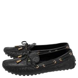 Pre Owned Louis Vuitton Black Monogram Empreinte Leather Gloria Flat Loafers Size 35.5
