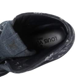مملوكة مسبقًا Louis Vuitton Navy Blue Monogram Denim and Rubber Cap-Toe Brea Sneakers Size 38.5