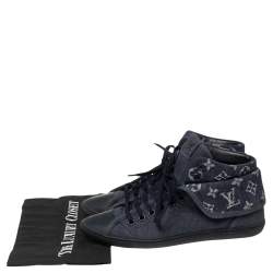 مملوكة مسبقًا Louis Vuitton Navy Blue Monogram Denim and Rubber Cap-Toe Brea Sneakers Size 38.5