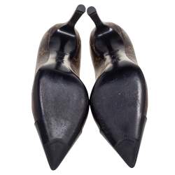 مملوكة مسبقًا Louis Vuitton Brown Monogram Canvas and Black Patent Leather Cap Toe Fetish Pointed-Toe Pumps Size 37