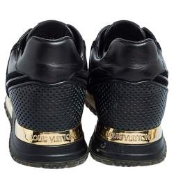 Pre Owned Louis Vuitton Black Leather And Suede Run Away Sneakers Size 36