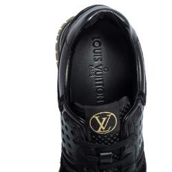 Pre Owned Louis Vuitton Black Leather And Suede Run Away Sneakers Size 36