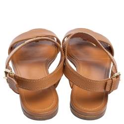 Pre Owned صندل لوي فيتون فيديتا جلد بني بحزام للكاحل مقاس 38.5