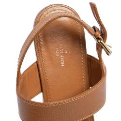 Pre Owned صندل لوي فيتون فيدي تا جلد بني بحزام للكاحل مقاس 38.5