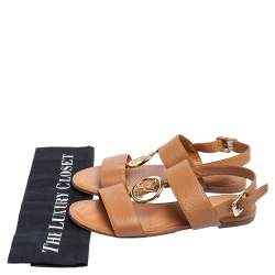 Pre Owned صندل لوي فيتون فيديتا جلد بني بحزام للكاحل مقاس 38.5