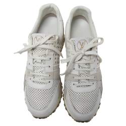 Louis Vuitton White Perforated Leather and Suede Run Away Sneakers Size 39