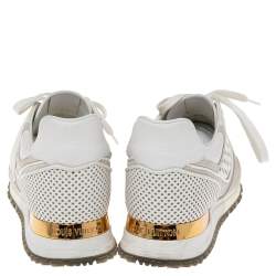 Louis Vuitton White Perforated Leather and Suede Run Away Sneakers Size 39