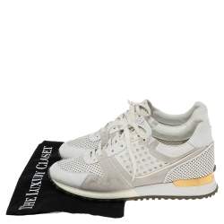 Louis Vuitton White Perforated Leather and Suede Run Away Sneakers Size 39