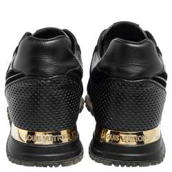 Pre Owned Louis Vuitton Black Perforated Leather and Suede Run Away Sneakers Size 39