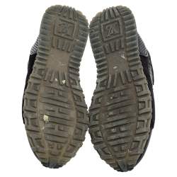 Pre Owned Louis Vuitton Black Perforated Leather and Suede Run Away Sneakers Size 39