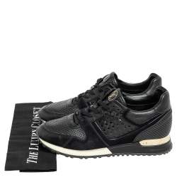Pre Owned Louis Vuitton Black Perforated Leather and Suede Run Away Sneakers Size 39