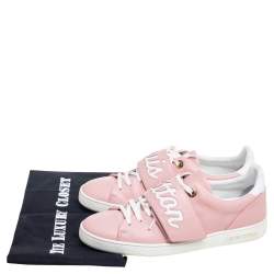 Pre Owned حذاء رياضي لوي فيتون فرونترو جلد وردي/أبيض مزين شعار الماركة مقاس 39.5