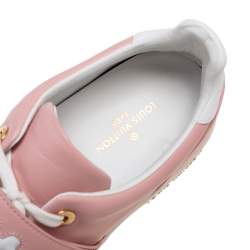 Pre Owned حذاء رياضي لوي فيتون فرونترو جلد وردي/أبيض مزين شعار الماركة مقاس 39.5